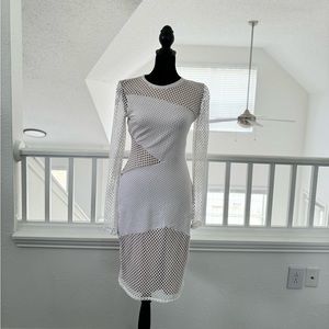BCBGMAXAZRIA white mesh detail midi